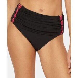Bleu Rod Beattie Size 6 Bikini Bottoms Black High Waist Swimsuit $69 NEW